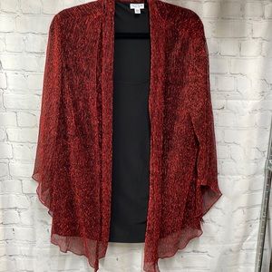Rebecca Malone 2 in one black shell with red metallic sheer jacket over …